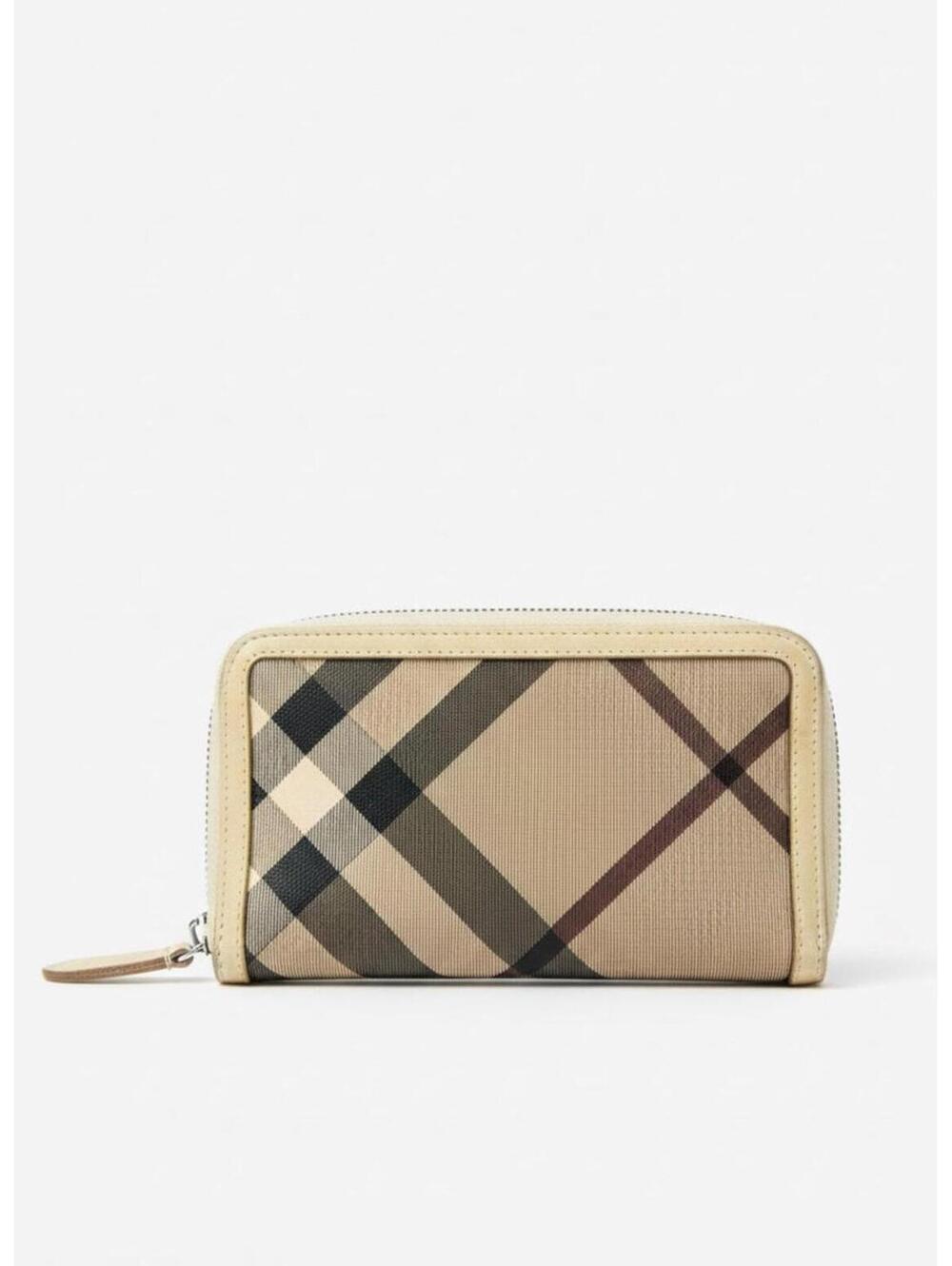 Burberry Nova Check Zip-Around Wallet Beige Coated Canvas | Pre-Loved